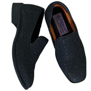 Jordano Slip On Boys Sparkle Dress Shoes Black sz 12